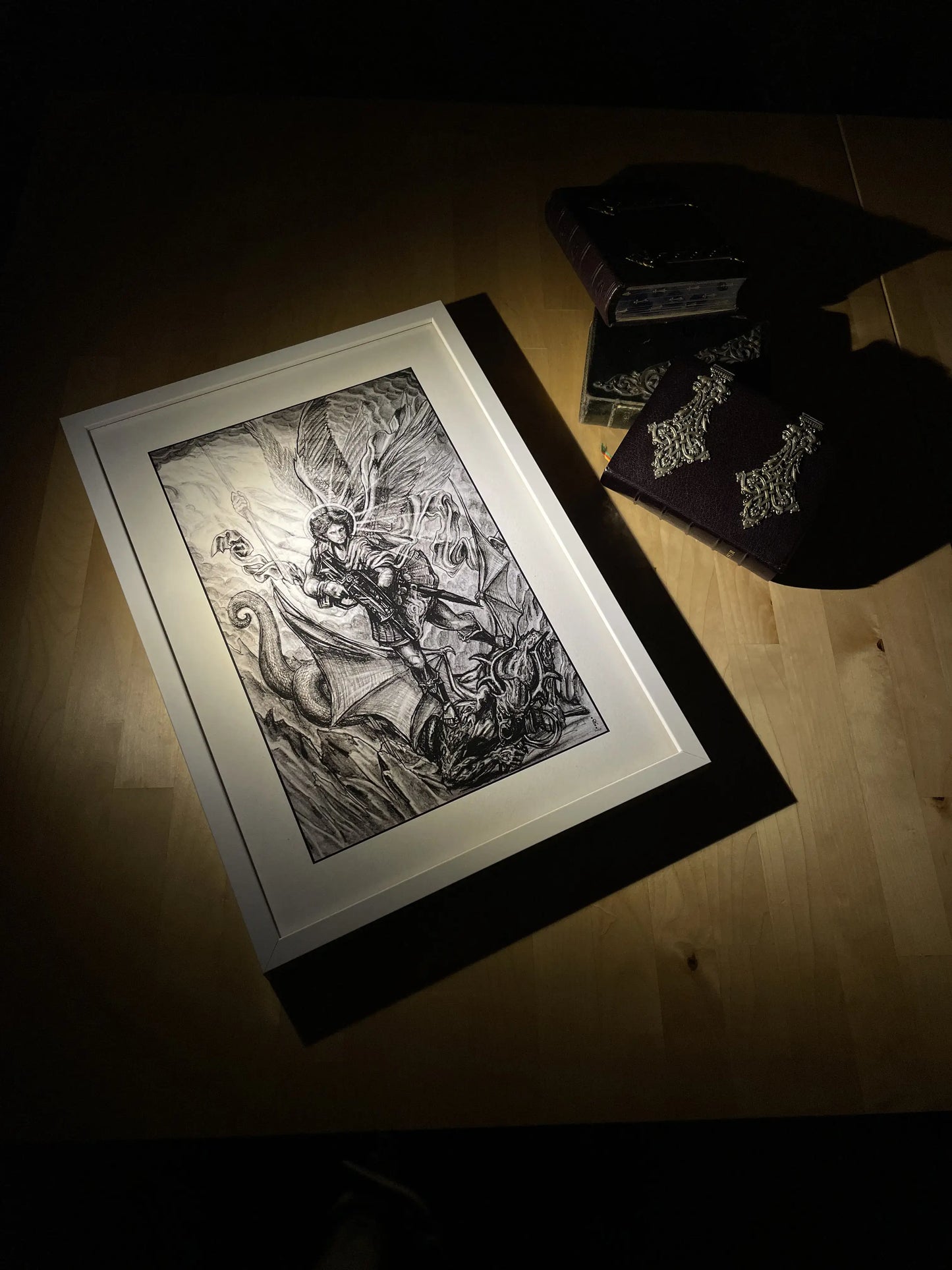 Tableau blanc Archange Saint Michel - Atelier Patria